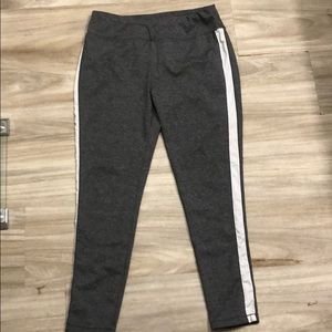 Gray Leggings with White Stripe